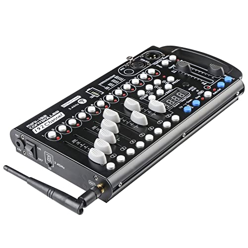 Drahtloser Dmx Controll Lichtmischpult Dmx Controller Eingebaute Batterie 192 Kanäle Dmx Konsole, Wireless Lichtmixer Dmx512 Controller Musikgesteuert Akku Lichtpult Dmx Pult Partylicht Dmx Controler