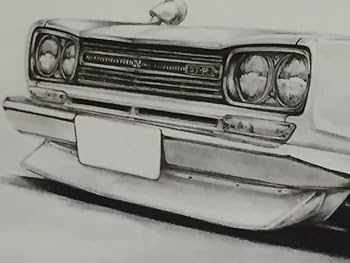 額付き絵　ハコスカ　PMCS イラスト ハコスカGT−R（4Dr・銀） : MotorParade - 通販