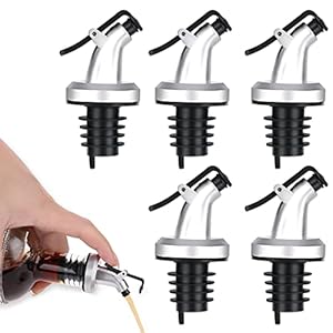 ASTER 5 stuks olijfolie-schenken, plastic verzegelde flesschenken, spirituele schenkers met stofdoppen voor salade, saus, soja, wijn, azijnolie flesdispenser