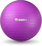 URBNFit Exercise Ball (Multiple Sizes) for Fitness, Stability, Balance & Yoga - Workout Guide & Quick Pump Included - Anit Burst Professional Quality Design (Purple, 65CM)