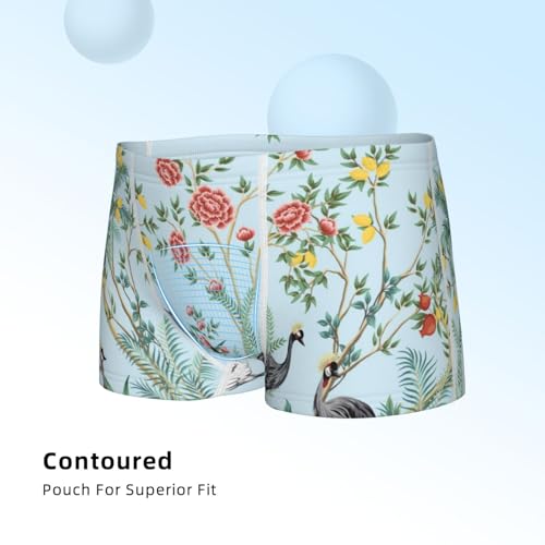 Boys' Cotton Boxer Brief Soft Underwear-Chinoiserie Floral Palm Tree4