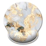 Atufsuat Ergonomic Mouse Pad with Wrist Support, Beach Style Memory Foam Wrist Rest Mouse Pads, Cute Computer Laptop Office Accessories Decor, Pain Relief Mousepad for Gaming Work Men Women, Gray Gold