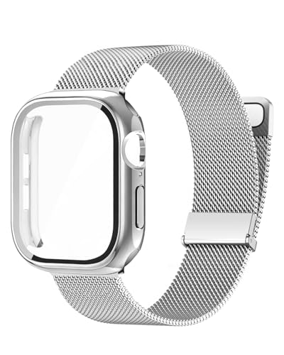 �h���X�e�����X�X�`�[���~���l�[�[�o���h �P�[�X�t�� Apple Watch�Ή� (�V���o�[�A42mm-Series 3 2 1)