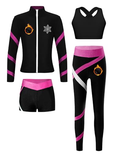 Ensemble sportif pour patinage artistique bambina avec veste crop top et short de gym