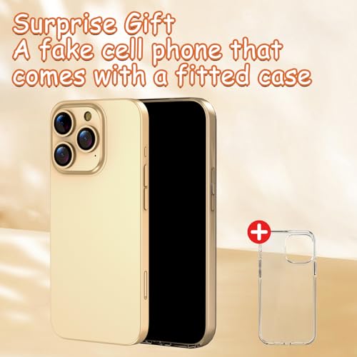 Image of Blue Union 1:1 Simulation Fake Dummy Phone, Looks Like The Real Phone 14 Pro, Display Prop Non-Working Decoy Replica with Transparent Case for Exhibition & Play (Gold)
