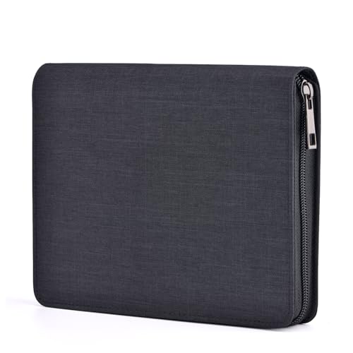 Asvine 12 Fountain Pen Case Black Organizer Bag - Premium Waterproof Canvas Pen Display Holder Individual Slot Zippered Style Storage Case