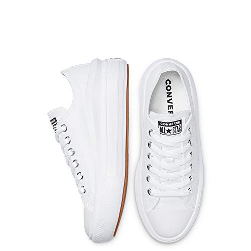 Converse Women's Chuck Taylor All Star Move Canvas Platform OX, White/White/White, 8.5