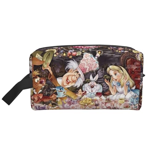 不思議の国のアリス 化粧ポーチ トイレタリーバッグ トラベルバッグ 軽量 ミニポーチ おしゃれで かわいい 化粧品収納袋 人気 アニメ ユニセックス 男女兼用