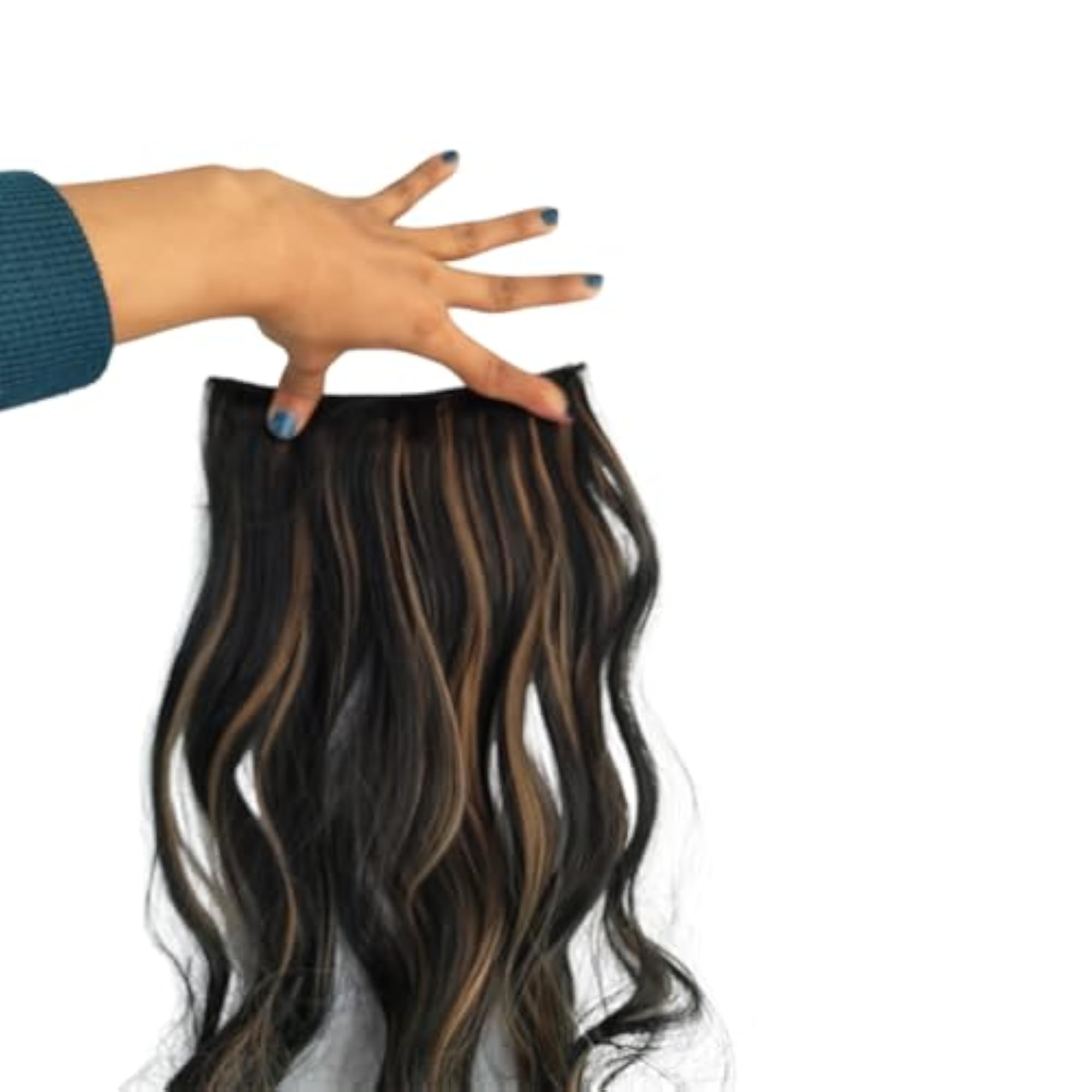 Straight Hair Extensions with Clips, Golden Highlight
