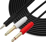 3.5mm 1/8 inch TRS to Dual 6.35mm 1/4 inch TS Mono Stereo Y-Cable Splitter Audio Cord Adapter Cable for iPhones/PC/Computer Sound Card/Amplifiers/Mixer/Multimedia Speaker/Home Stereo System(10ft/3M)