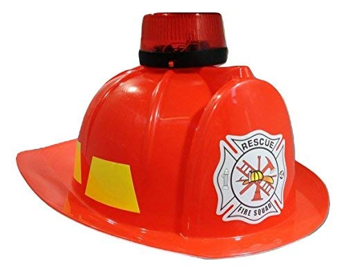 Nicky Bigs Novelties Costume Accessory Fireman Helmet Lights and Sound Siren, Red, One Size