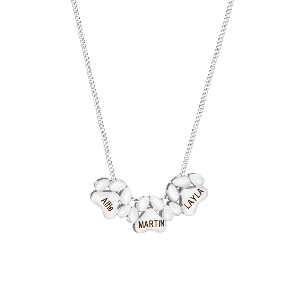 Collar personalizado con huella de mascota para mujer, collar con colgante grabado a medida con nombre y huella de gato o perro, joya conmemorativa para los amantes de las mascotas