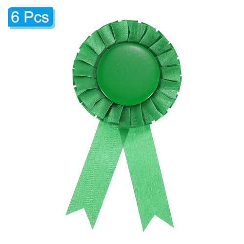 PATIKIL Blank Award Ribbon, 6 Pcs Rosette Ribbon Honorable Prize Recognition Ribbon for DIY Party, Wedding, Competition, Sport, Green - Image 3