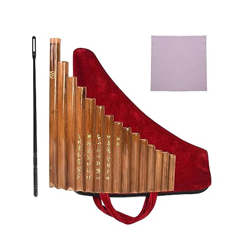 pan Flute Beginners 15 Pipes Bamboo Wind Instrument Bamboo Panpipe G Key Pan Flute Pipes Woodwind Instrument with Carry Bags