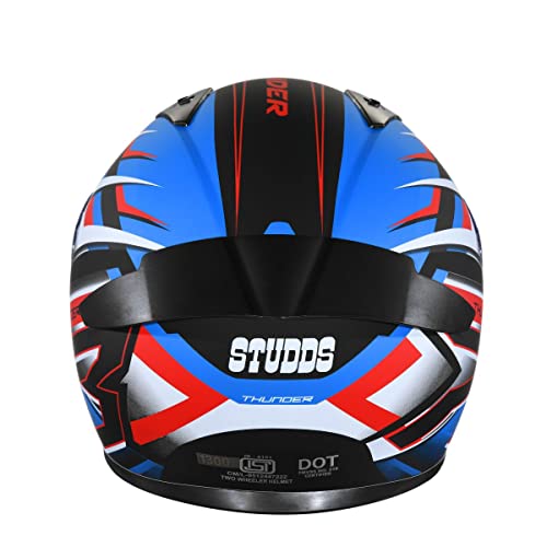 Image of Studds Thunder D6 Full Face Helmet with Clear Visor (Matt Black White N1, L)