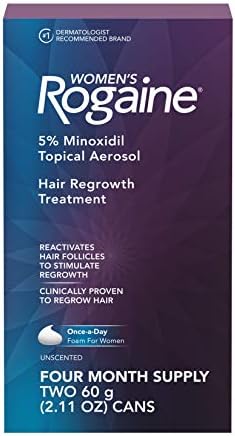 Women's Rogaine 5% Minoxidil Foam for Hair Thinning and Loss, Topical Treatment for Women's Hair Regrowth, 4-Month Supply
