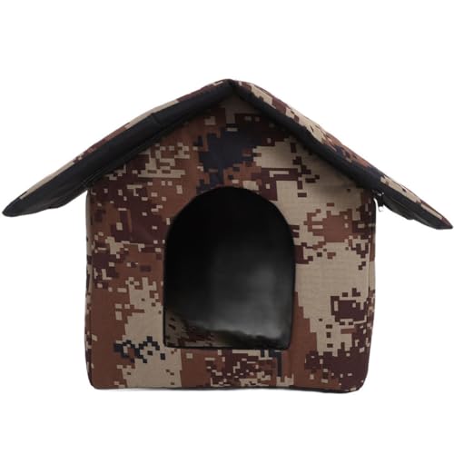 Niche chat extérieure isolée en bois robuste avec tapis lavable - 2