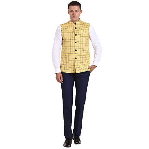 Image of Veera Paridhaan Men's Poly Cotton Jute Nehru Jacket