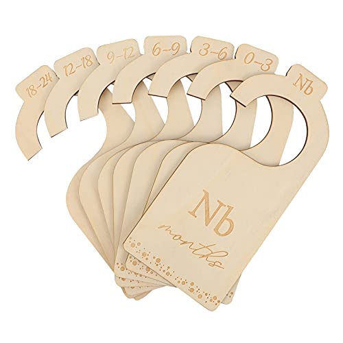 Jojofuny A9201806NX31NPX49 7 Pack Wood Baby Closet Size Dividers Newborn Baby Closet Hanging Closet Dividers From Newborn Infant To 24 Months cover