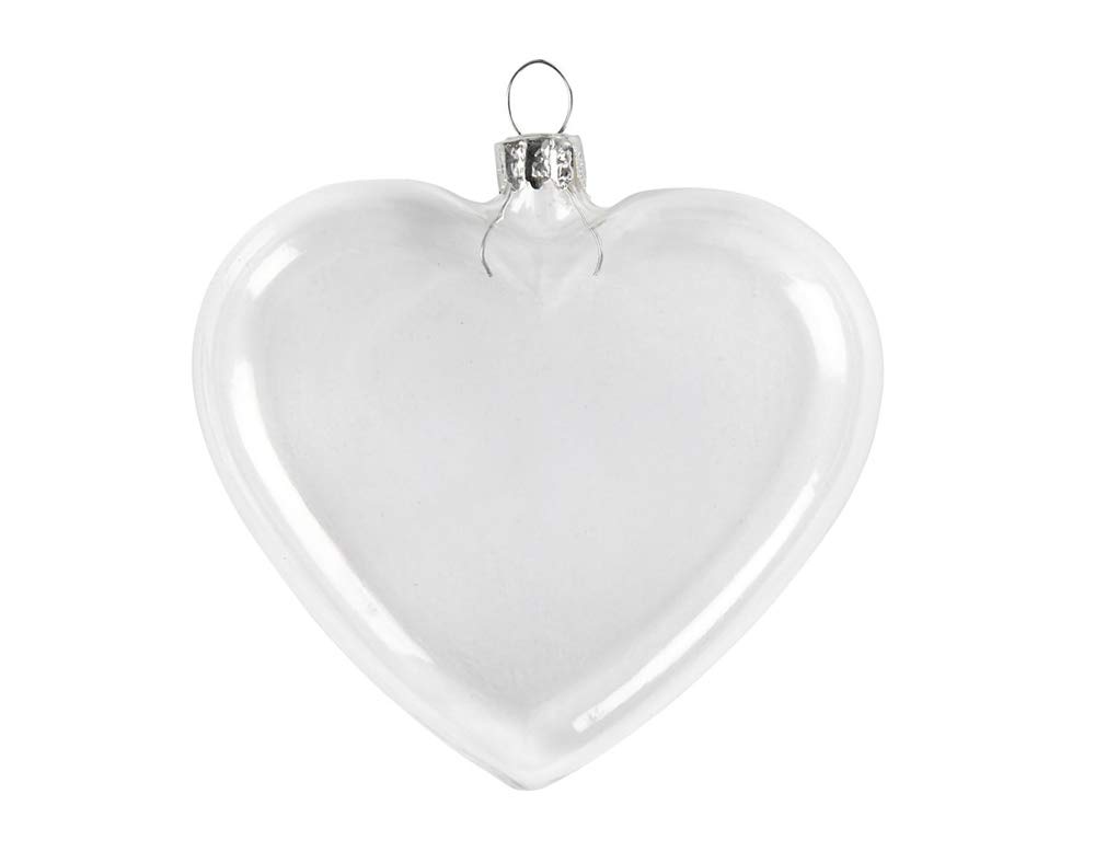 Crafty Capers Fillable Clear Glass Baubles | Heart Shaped | 90mm | Box of 6 | Tree Decorations