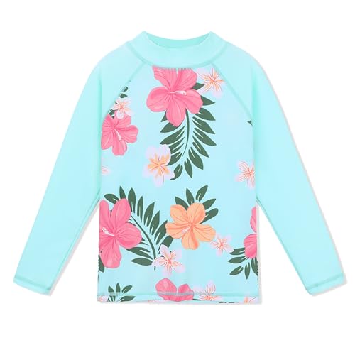 Image of TFJH E Girls Two Piece Swimsuit Long Sleeve Rash Guard Ages 3-12 | UPF 50+ sun protection, breathable , lightweight long sleeve swimsuit, full coverage, pool beach vacation, water park
