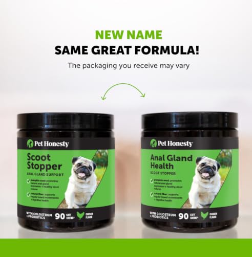 Image of Dog Scoot Stopper Anal Gland Support Fiber Supplement - Stop Scooting + Booty Dragging for Perfect Bowel Movements - Daily Dog Fiber Chews with Pumpkin Seed, Prebiotics + Probiotics (Chicken, 90 Ct)