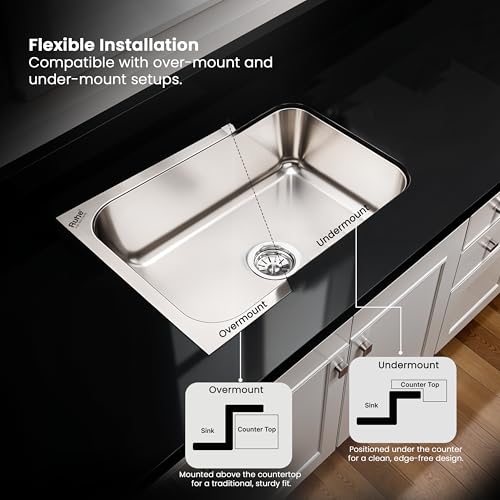 Image of Ruhe? Oval Single Bowl 24x18x9 Inches Kitchen Sink | 304-Grade Stainless Steel Oval Single Bowl Kitchen Sink | Glossy Finish | Including Sink Coupling and Waste Pipe