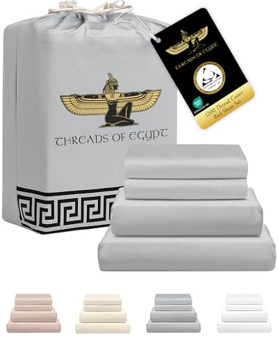 Image of 100% Egyptian Cotton Sheets King Size | 1200 Thread Count | Heavyweight Hotel-Weight Weave | CEA Gold Seal Certified | 18 inch Deep Pocket | 4-Piece Sheet Set [Grey]
