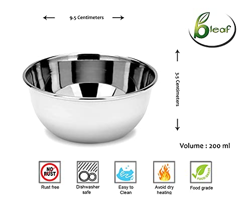 Image of BLeaf Stainless Steel-Serving Bowl /Vati /Katori Pack of 6 (250ml Each)