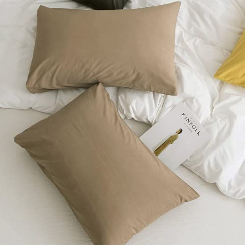 Image of Soft Pillow Covers 20 x 34 Inches - 100% Egyptian Cotton 400 Thread Count Set of 2 Pillow Cover Set Envelope Closure Hotel Quality Pillowcase - Taupe