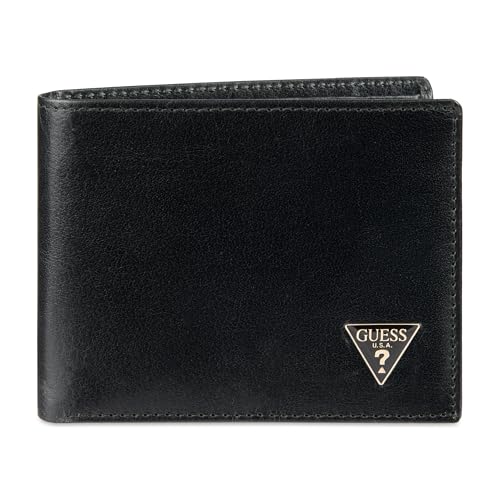 Catálogo de Cartera Caballero los más solicitados. 42 GUESS portafolios delgada de piel para hombre, Adorno negro, Una talla, Billetera delgada de piel