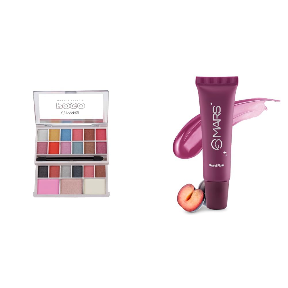MARS Poco Face Makeup and eyeshadow Palette with Slider Case MARS Lippy Top Hydrating Lip Gel 10ml 05-SWEET PLUM-picture-37