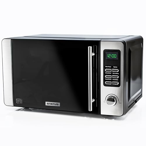 STATUS Stamford STAMFORD1PKB - Horno microondas manual de acero inoxidable de 700 W con capacidad de 20 L, 5 niveles de potencia, temporizador de 30 minutos, compacto independiente para uso diario