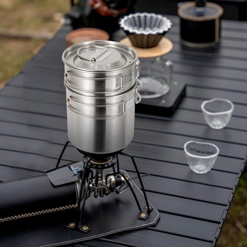 Camp Cookware,Stainless Steel Camping Pot Set - Portable Save Space Survival Cooking Gear for Hiking Backpacking Picnic Fishing - Image 3