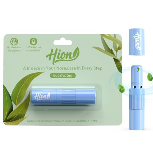 Image of Hion Nausea Relief Inhaler Natural Essential Oil,Dual-Use for Motion Sickness,Morning Sickness,Sea Sickness and Stress with Fast-Acting Relief,Eucalyptus,1 Pcs