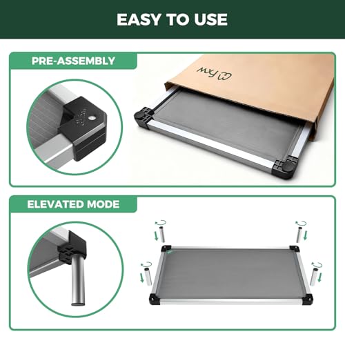 FXW TitanNest Chew-Proof Elevated Dog Bed, Raised Cot for Indoor/Outdoor/Camping Use, Durable & Washable Padded Pet Bed for Large Dogs, 50.0" L x 31.0" W x 7.3" H, Gray - Image 5