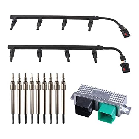 FGJQEFG Powerstroke Glow Plugs Harnesses Controller GPCM Kit Compatible with 2003 03 Ford 6.0 6.0L Cover