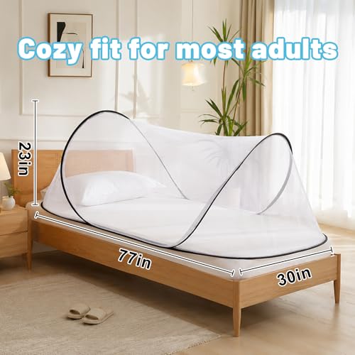 Image of 78 * 31 * 23 Inch Large Pop Up Mosquito Net for Bed - Foldable Breathable Mesh with Easy Setup, Portable for Travel Indoor Outdoor, Lightweight Insect Protection Net with Storage Bag