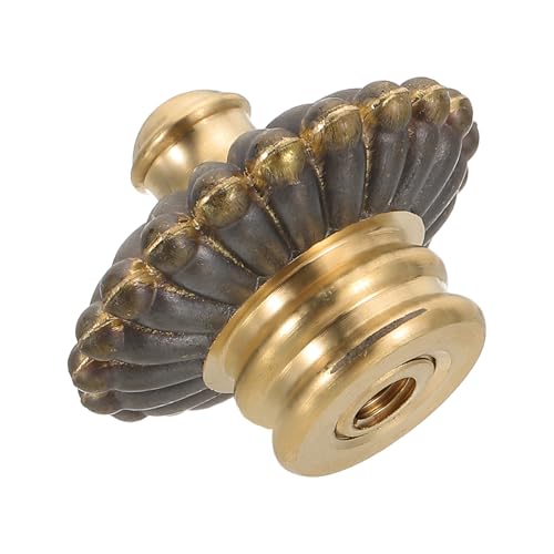 PATIKIL 38 x 30mm Lamp Finials Caps Knob, 1 Set Solid Brass Lamp Shade Top Decoration Screw Cap Nuts with Brass Reducing Adapter for Table Lamps Floor Lamps, Retro Vintage