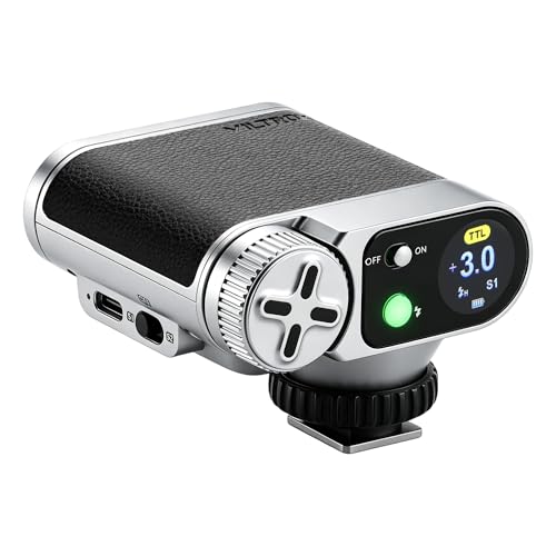 VILTROX Touchscreen TTL Flash for Sony, 1/8000s HSS Retro Flash GN12, 5600k 24Ws Compact Flash 1s Recycle Time, 800mAh Mini Flash for Portrait, S1/S2 Optical Trigger
