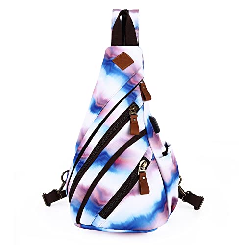 DAVIDNILE Bolsa tiracolo de lona, bolsa de ombro de couro genuíno, mochila casual para homens, 0068 azul - EUA, Bolsa de lona