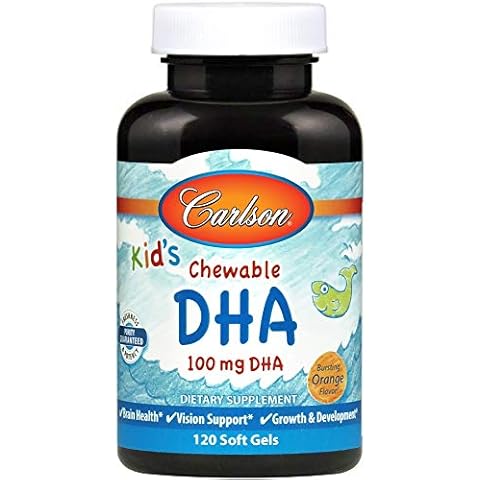 Carlson Labs Kinder Kautabletten DHA, 100 mg orange - 120 softgels 1er Pack(1 x 100 g) Cover