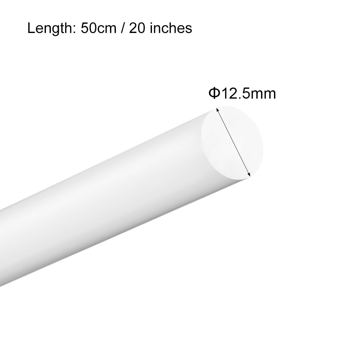 uxcell Lot de 3 tiges rondes en plastique (POM) - Diamètre : 50,8 cm - Longueur : 13,5 mm - Blanc