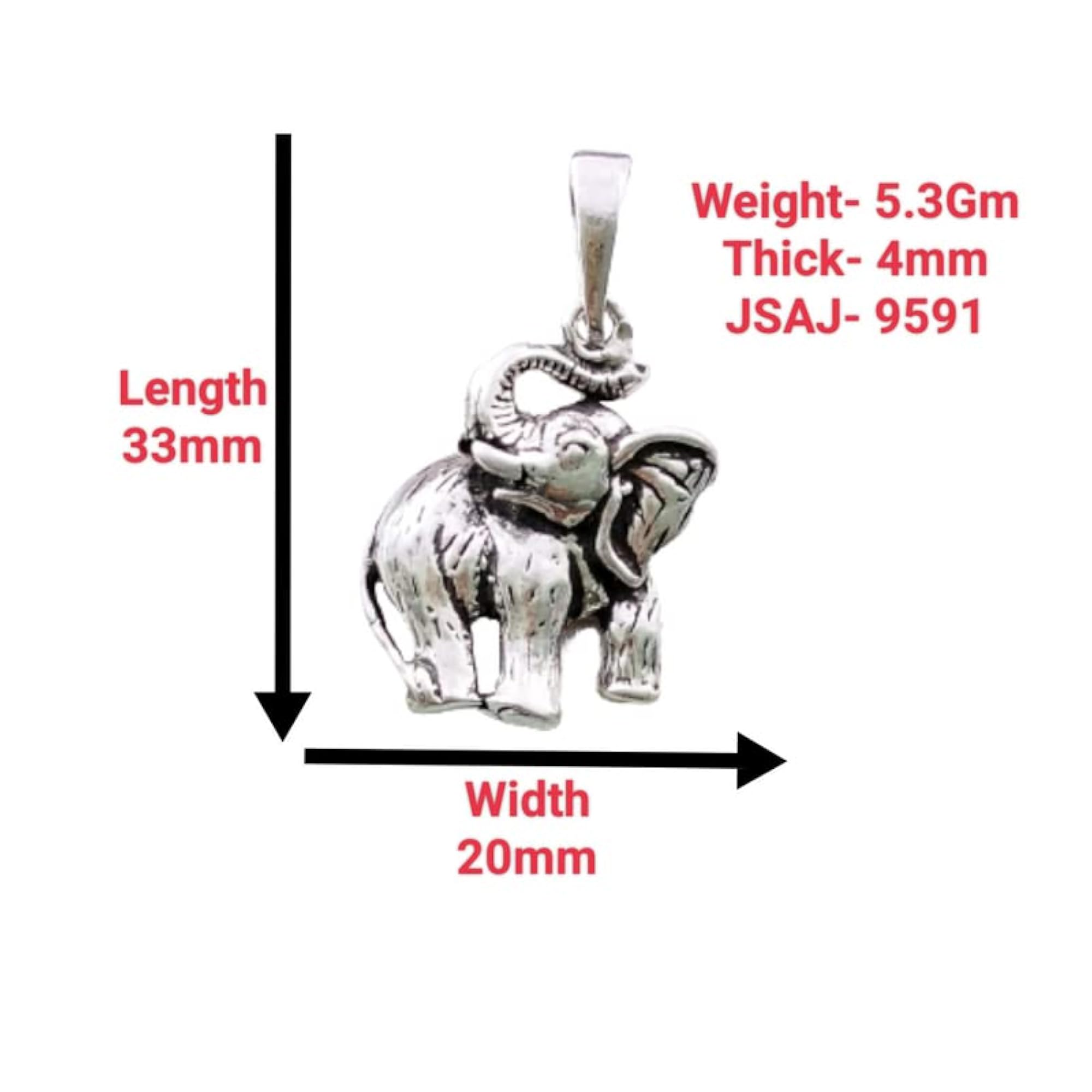 Women's Elephant Pendant in 925 Sterling Silver