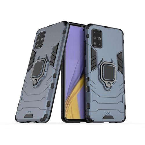 Max Power Digital Funda para móvil Samsung Galaxy A71 Carcasa Magnética con Anillo Imán Antigolpes Resistente Rígida Dura [Tecnología Absorción Golpes] (Samsung Galaxy A71, Azul Marino)