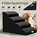 Thihome Hundetreppe für Kleine Hunde, 4 Stufen Haustiertreppe mit Abnehmbarem, Hochdichtem Schwamm Hunderampe mit Waschbarem, Hunde Treppe für Bett und Sofa (Schwarz)