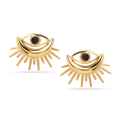 Image of Rubans Gold-Plated Evil Eye Stainless Steel Stud Earrings for Women & Girls | Studs Fashion Western Designer Jewellery Statement Gift