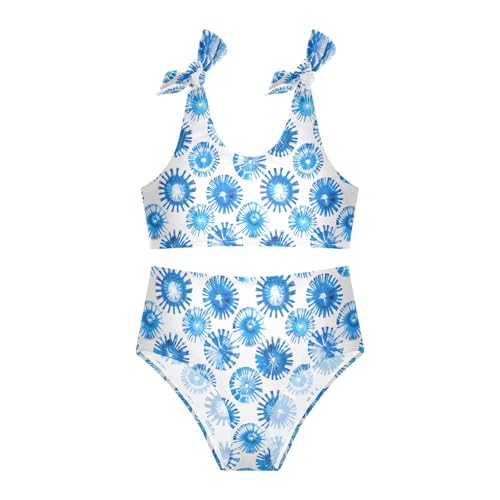 Blue Tie Dye Circle Girls Two Piece Tankini Swimsuits Summer Bathing Suit Beach Swimwear Set4