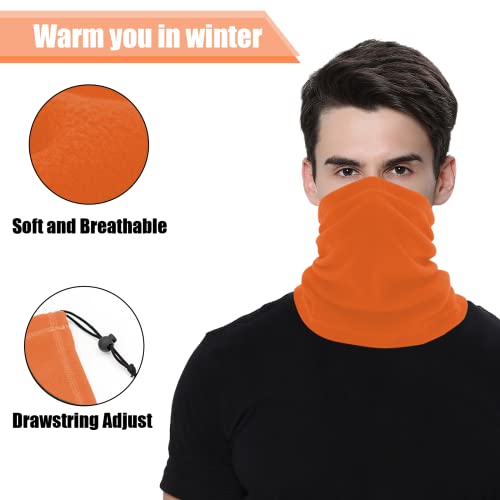 Buff Neck Gaiter Soft Fleece Winter Warmer Windproof Lightweight Breathable Cold Weather Face Cover Scarf Motorcycle Cycling Skiing Running Neck Gaiter For Men Women-Orange, One Size #TOP1
