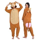 NAITOKE Adult Animal Onesie Halloween Costume Cosplay One-Piece Pajamas Women Man Teens Brown Khaki